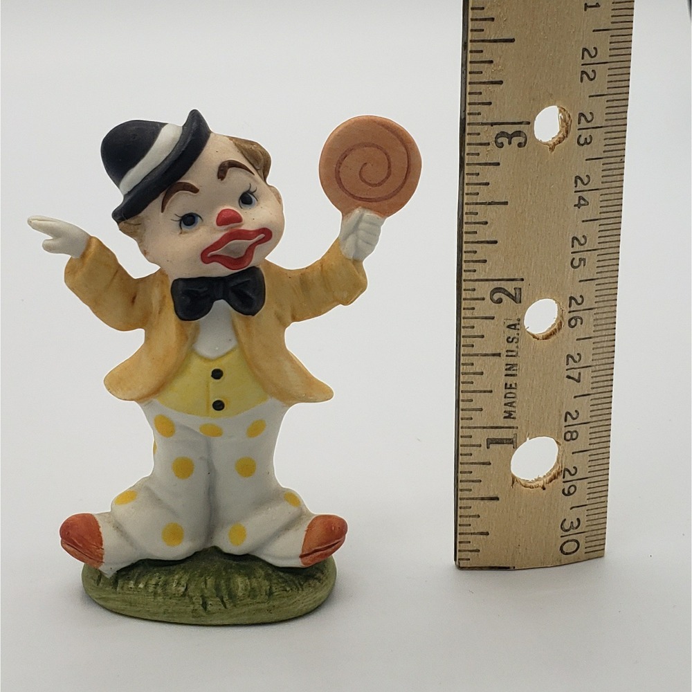 1987 Vintage Lefton Clown 2356‎ Candy Lollipop Figurine Porcelain Hand Painted